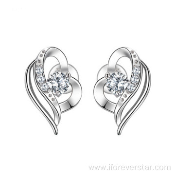 925 Silver Earrings Purple Cubic Zirconia Stud Earrings